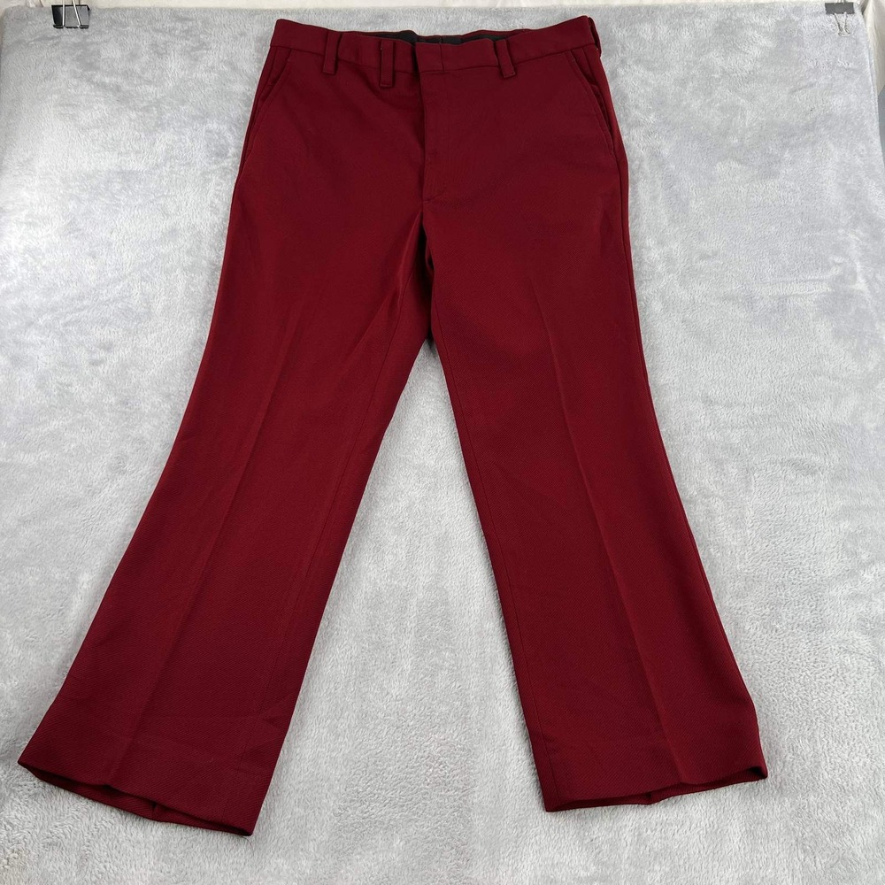 Vintage Farah Dress Pants Mens 36x29 Burgundy Straight Leg Retro Slacks Trousers